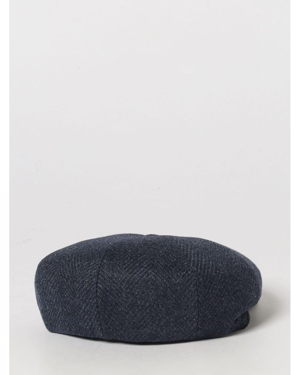 Borsalino Blue Chevron Pattern Pure Virgin Wool Flat Cap for men