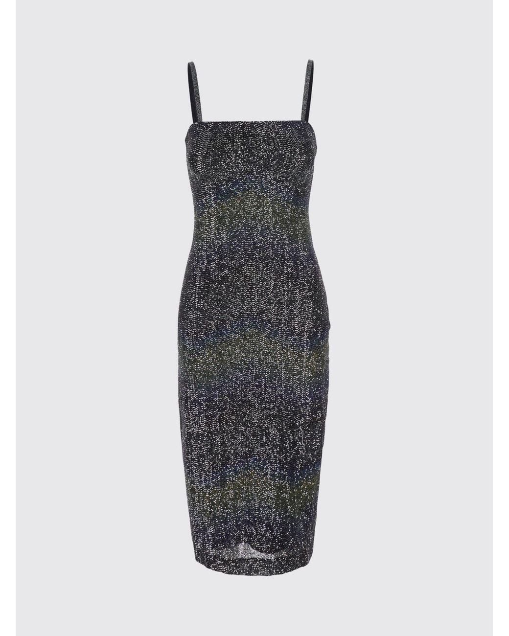 Missoni Blue Lurex Midi Sheath Dress With Sequins And Square Neckline