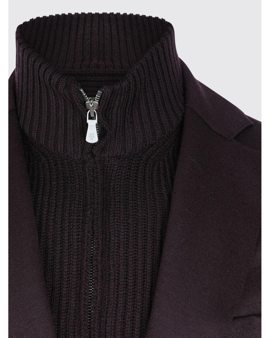 Eleventy Blue Single-Breasted Knit Wool Blazer With Notch Lapels for men