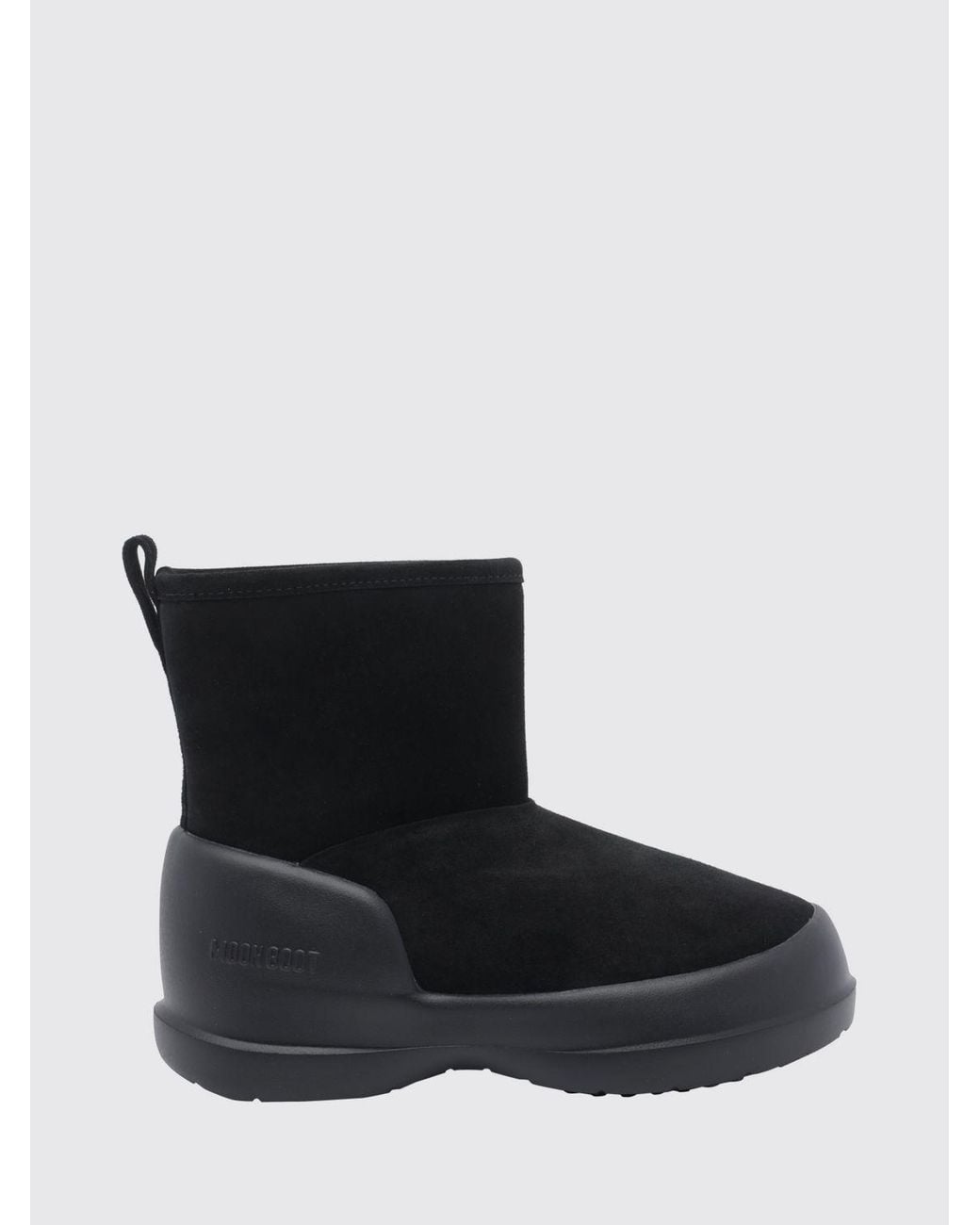 Moon Boot Black Mezzaluna Suede Snow Ankle Boots With Non-Slip Sole for men