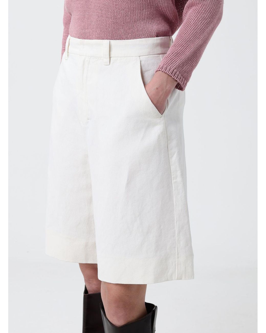 Max Mara White Cotton And Linen Shorts