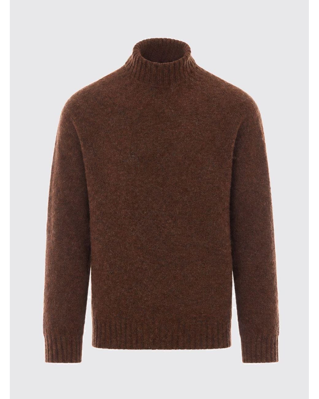 Howlin' By Morrison Brown Pure Wool Colour-Block Turtleneck Jumper for men