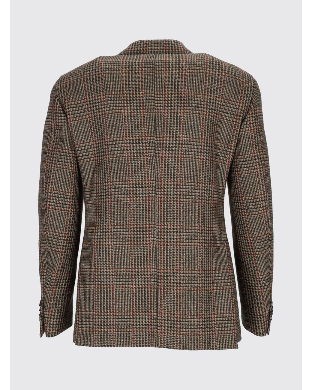 Luigi Bianchi Brown Houndstooth Check Double-Breasted Blazer for men