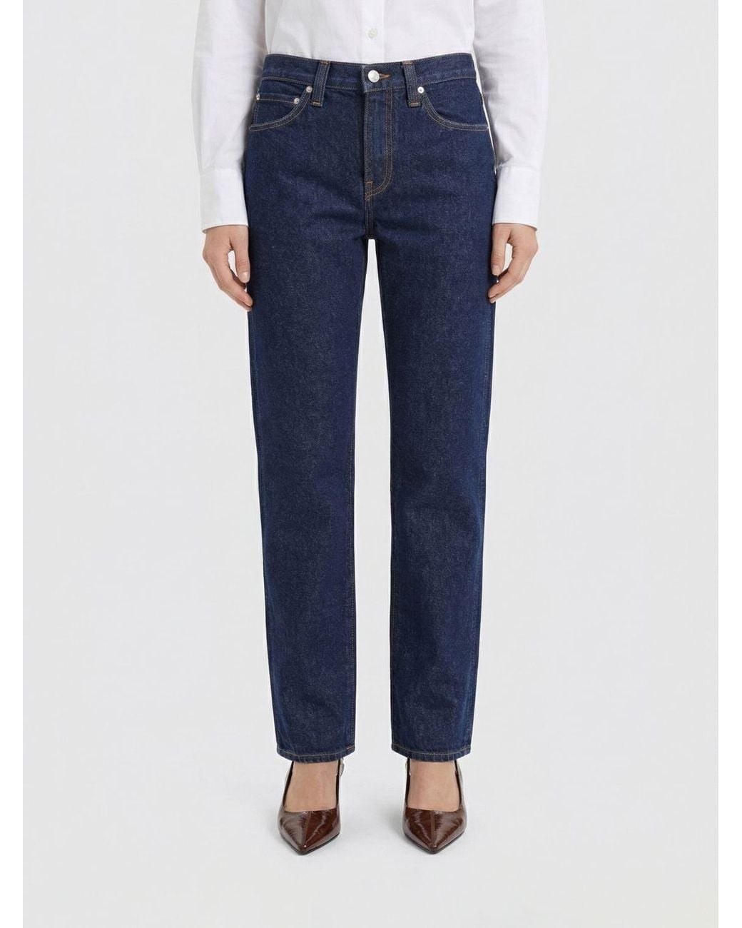 Khaite Blue Cotton Denim Farley Straight Jeans