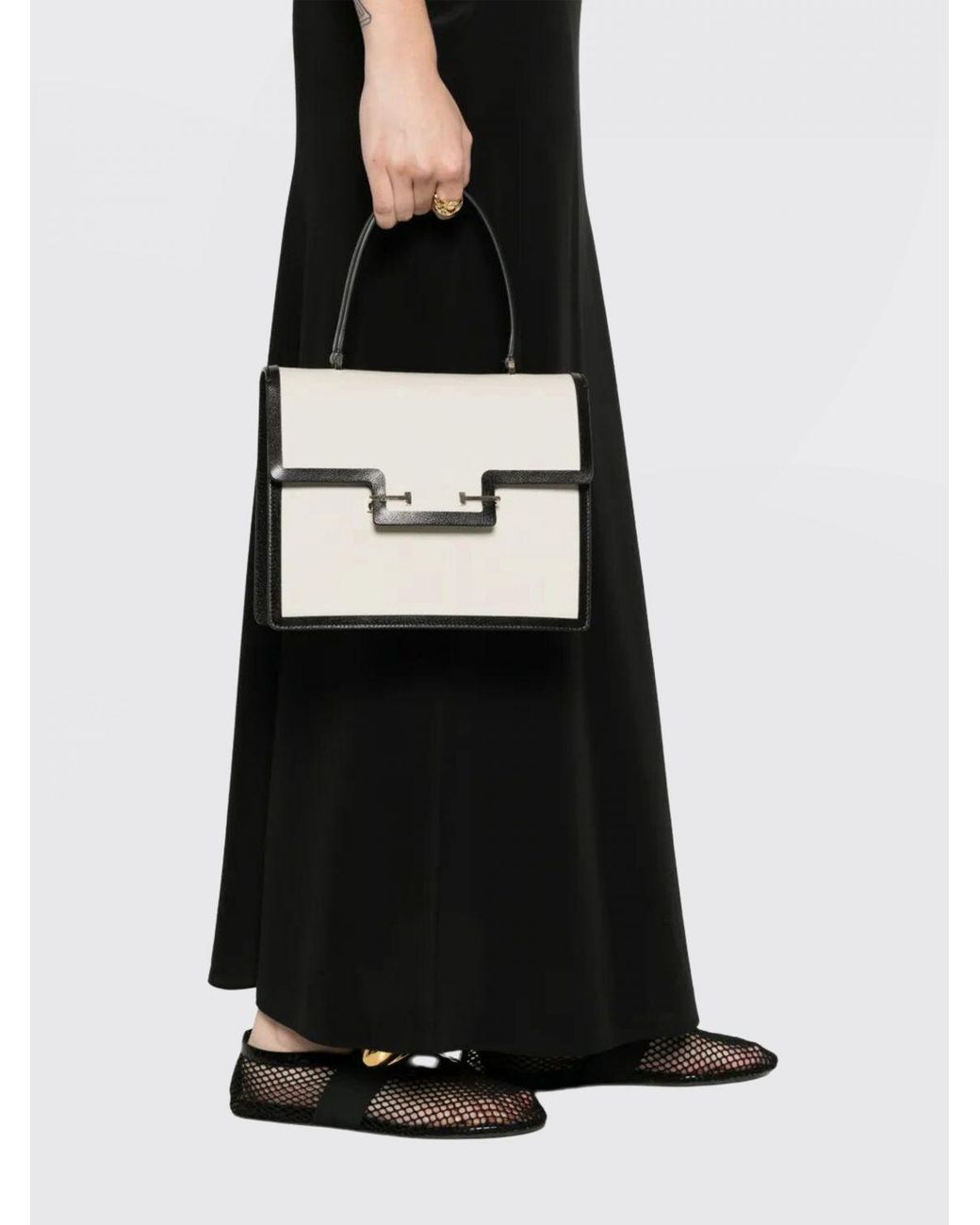 Tom Ford Natural Aube Bicolor Leather And Canvas Handbag
