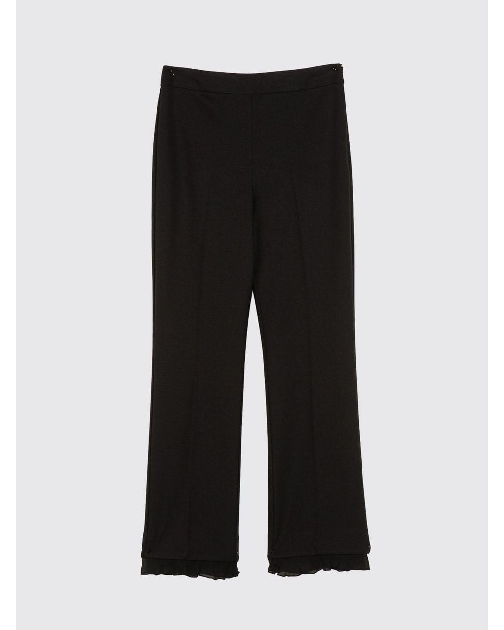 Twinset Black Mid-Rise Straight Cropped Trousers
