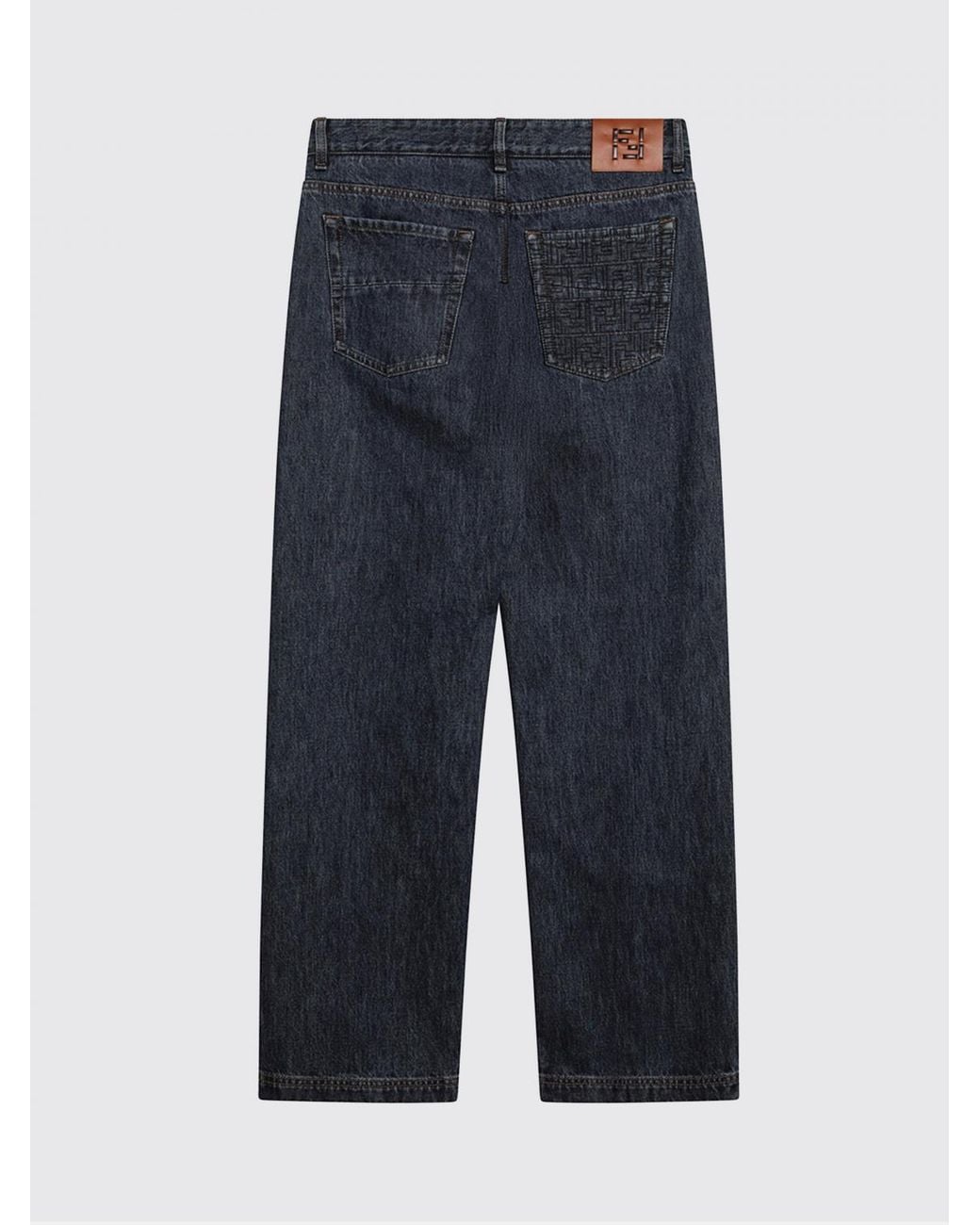 Fendi Blue Regular Fit Cotton Denim Jeans for men