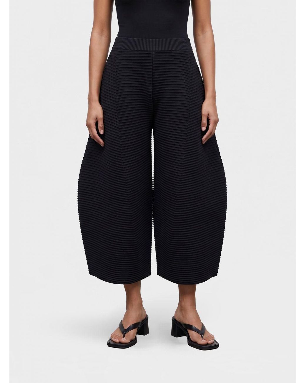 Issey Miyake Blue Cropped Wide-Leg Technical Jersey Pants