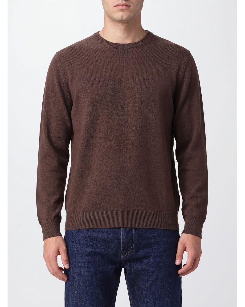 Fedeli Brown Crew-Neck Jumper for men