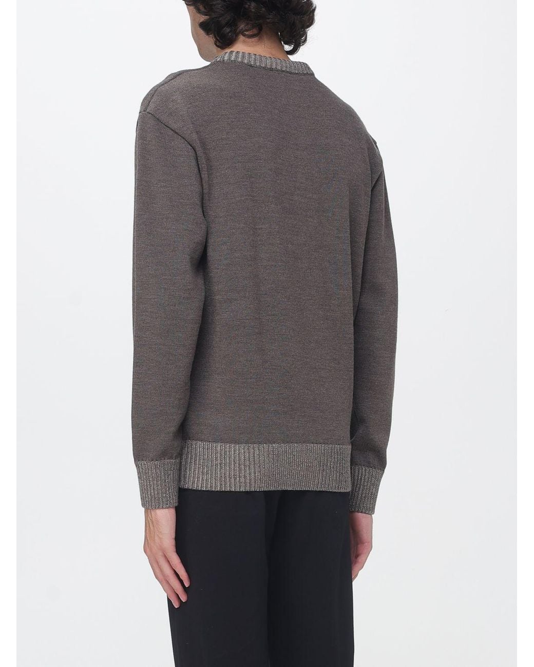 Paul & Shark Gray Paul &Amp Shark 100% Wool Crewneck Jumper With Ribbed Trims for men