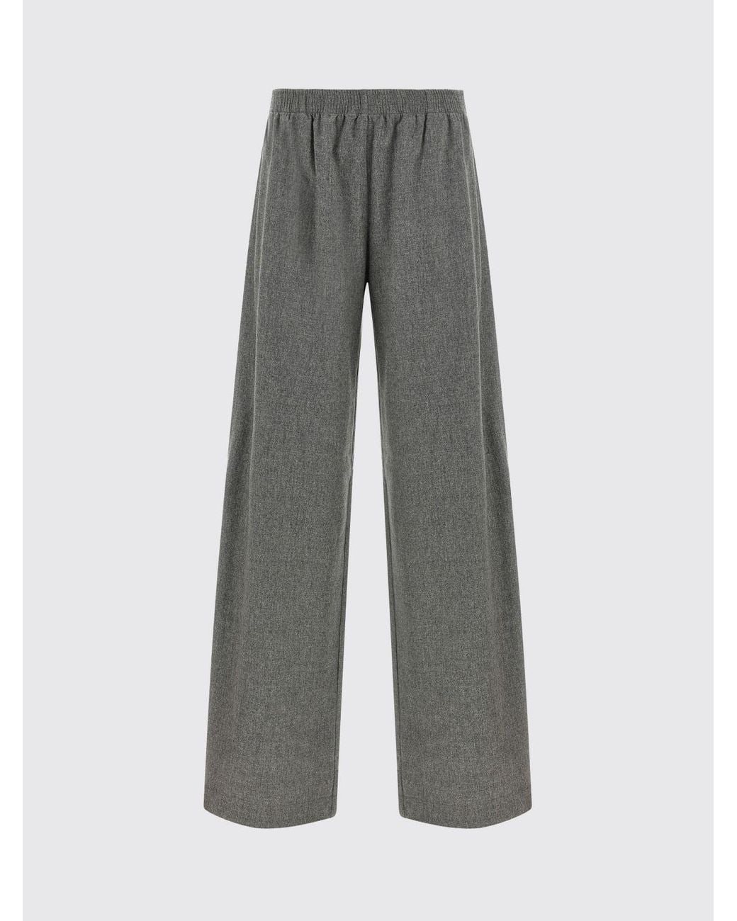 Fabiana Filippi Gray Wool Blend Palazzo Trousers With Elastic Waist And Jewel Detail