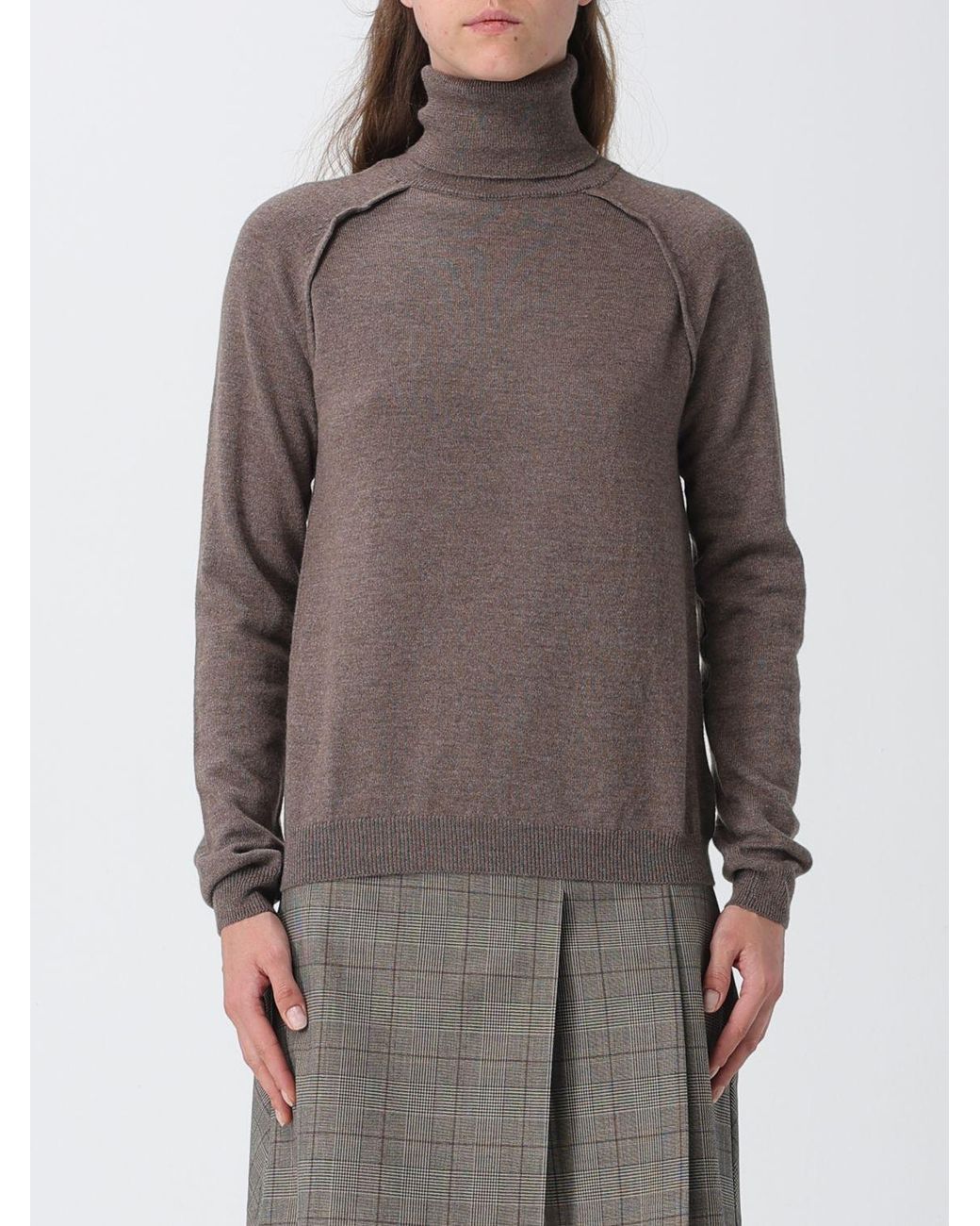 Dondup Brown Long-Sleeved Wool Turtleneck Jumper With Ribbed Hems
