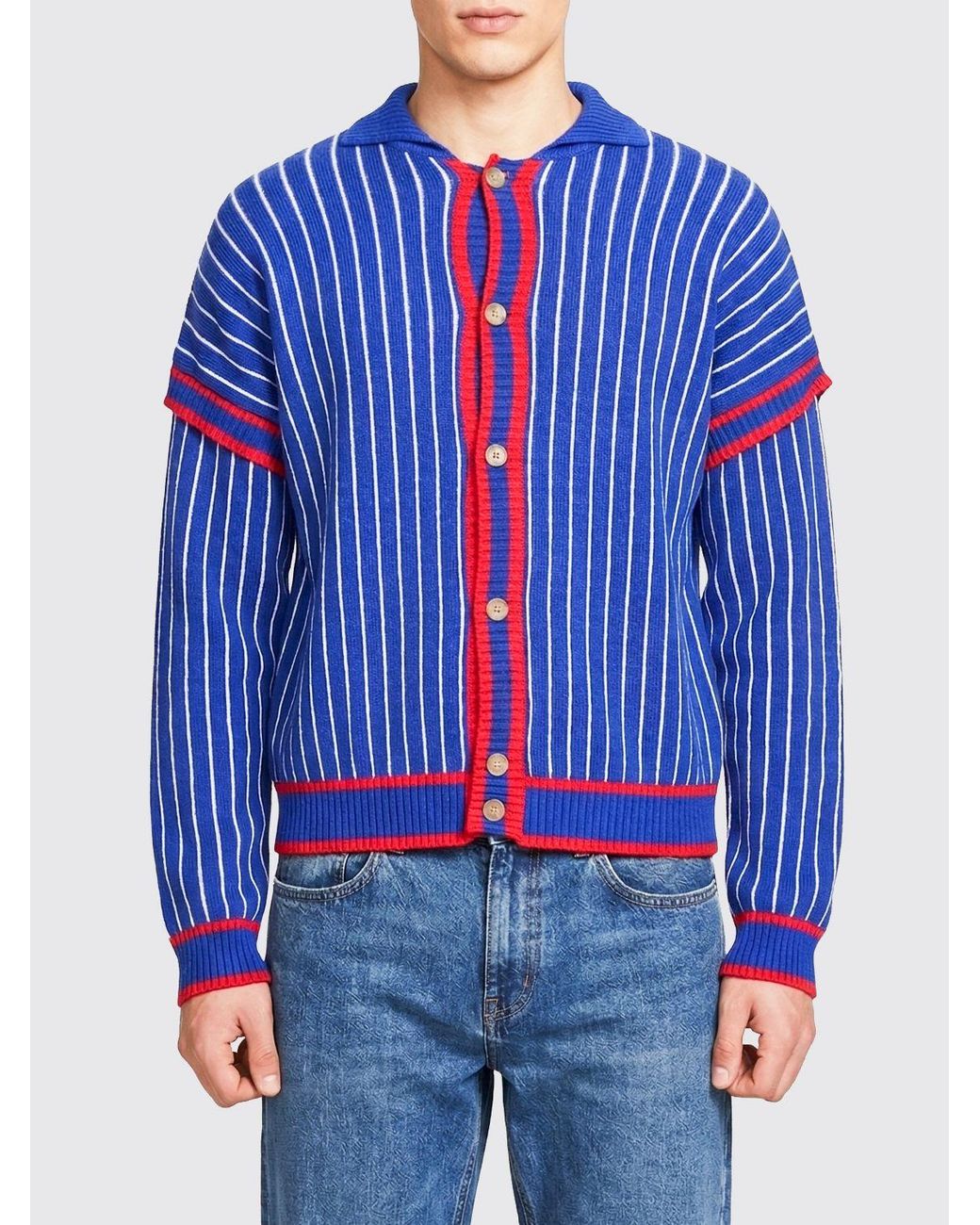 Gcds Gestreifter Logo-Baumwollcardigan in Blue für Herren