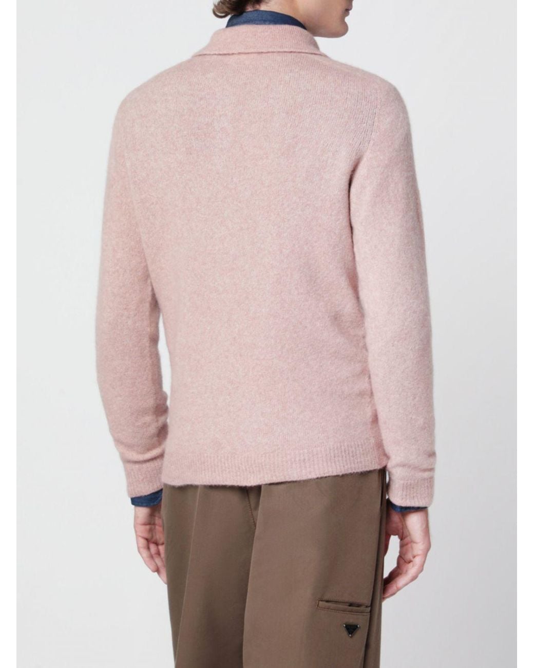 Roberto Collina Pink Long-Sleeved Cashmere And Silk Knit Polo Shirt for men