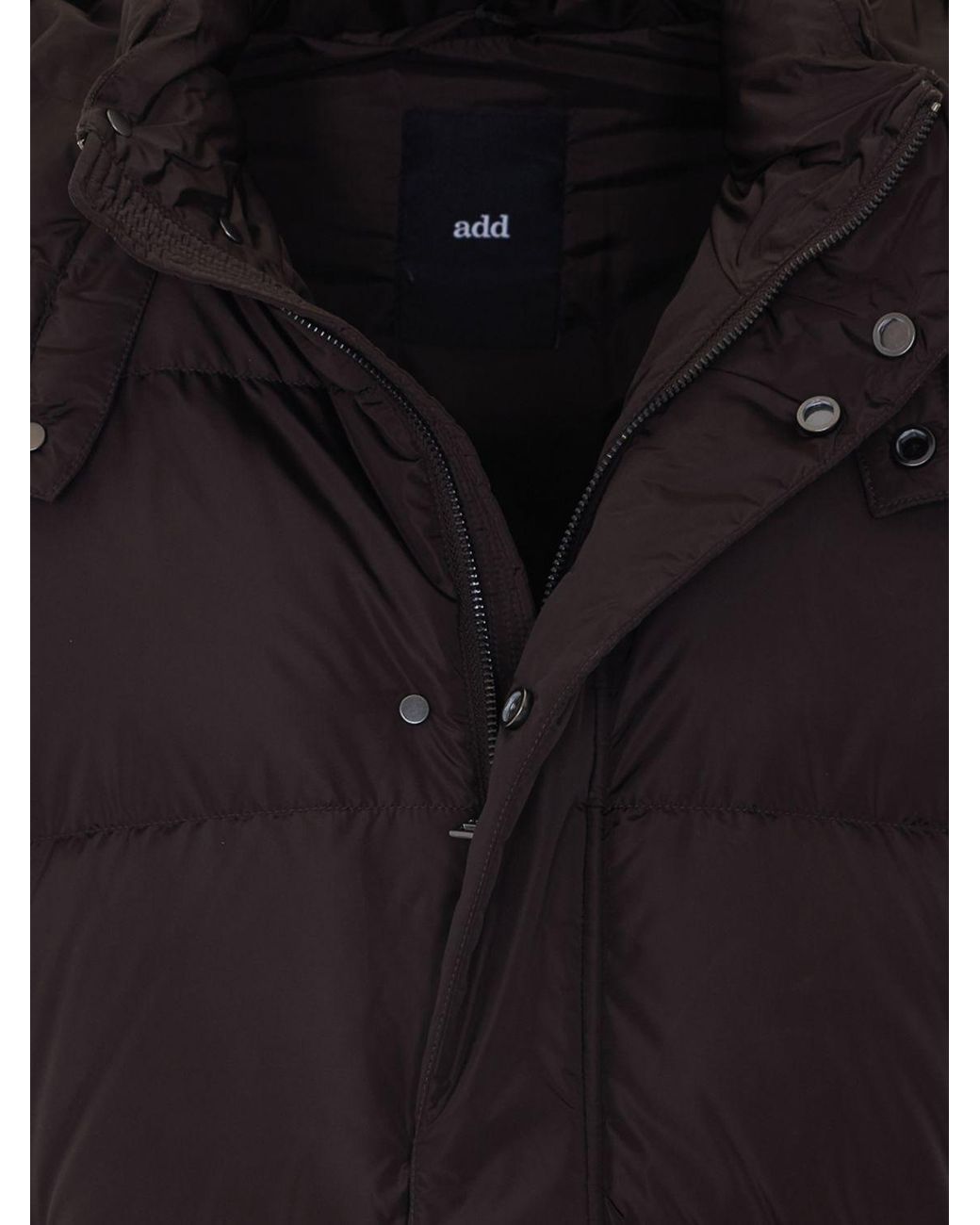 Add Blue Quilted Nylon Short Down Jacket With Ped Hood And Concealed Closure for men