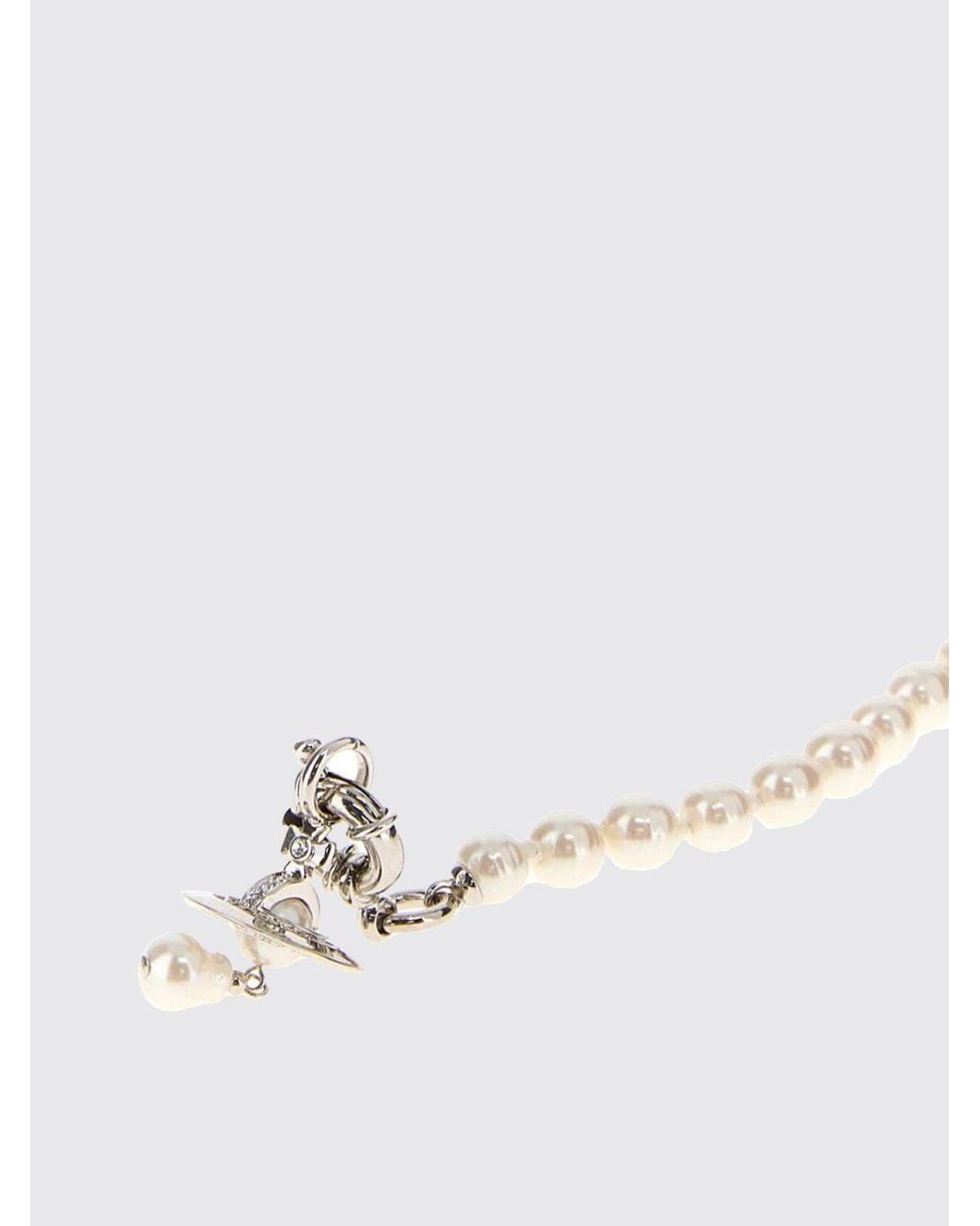 Vivienne Westwood White Orb Pendant Necklace With Pearls And Crystals for men