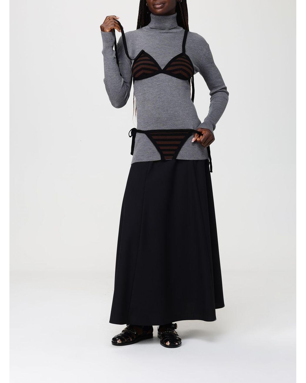 Moschino Couture White Turtleneck Knit Top With Bikini Briefs