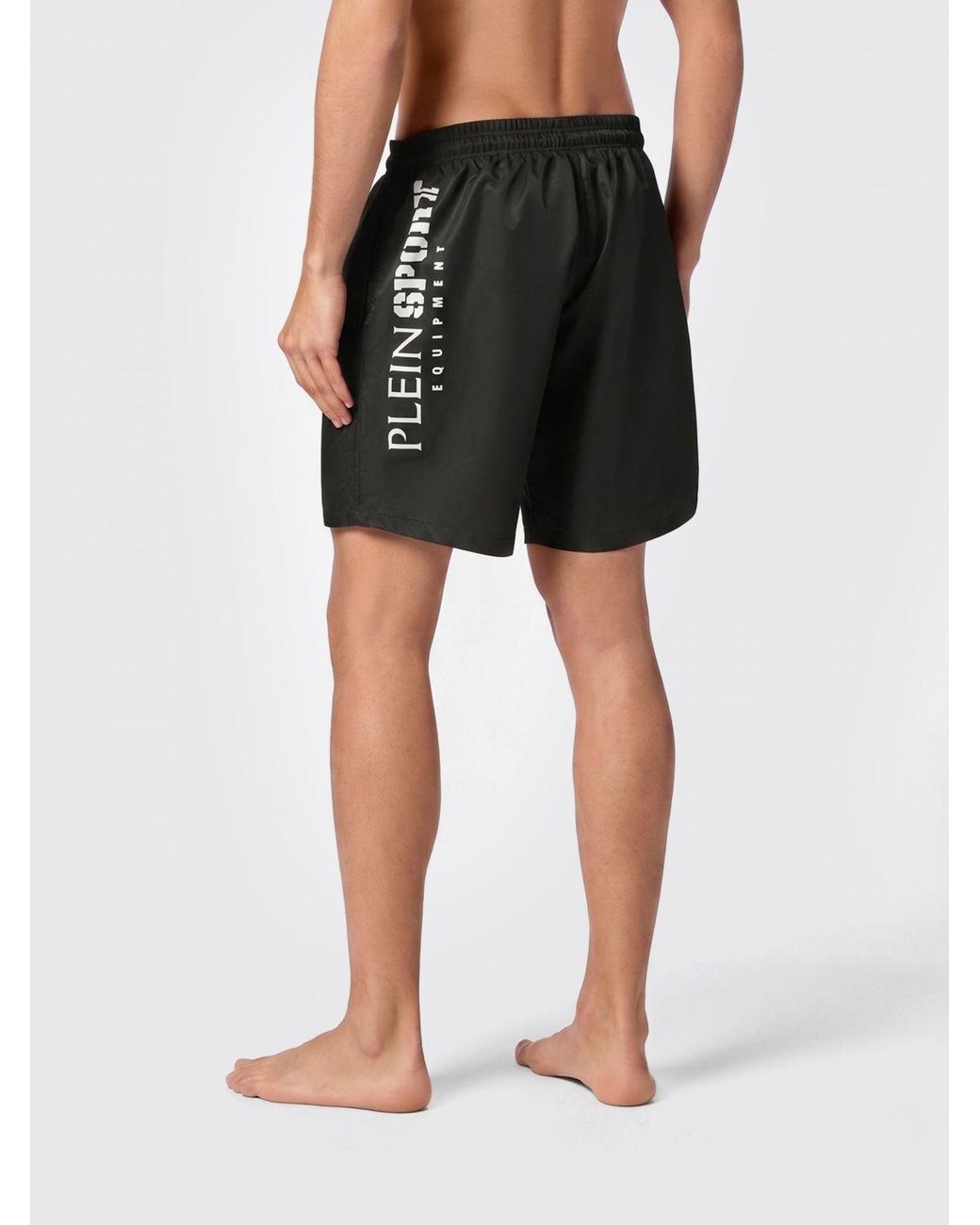 Philipp Plein Black Boxer Swim Trunks With Logo for men