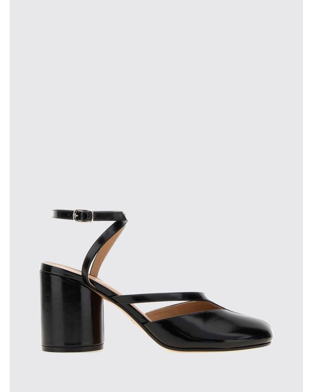 Maison Margiela Black Tabi Calfskin Court Shoes With High Cylindrical Heel