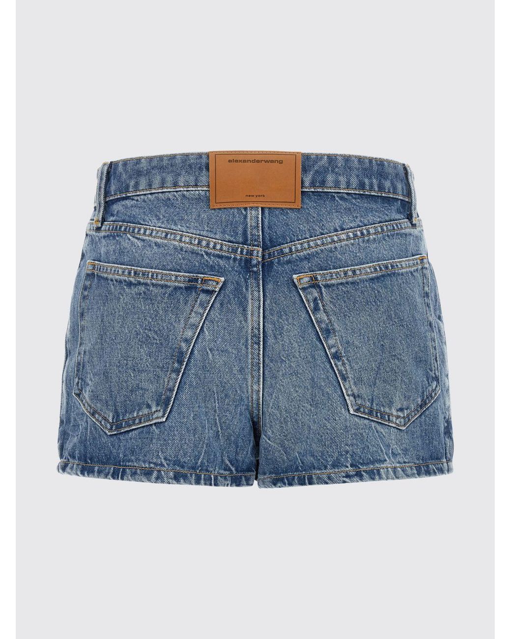 Alexander Wang Blue Mid-Rise Cotton Denim Slim Fit Mini Skirt