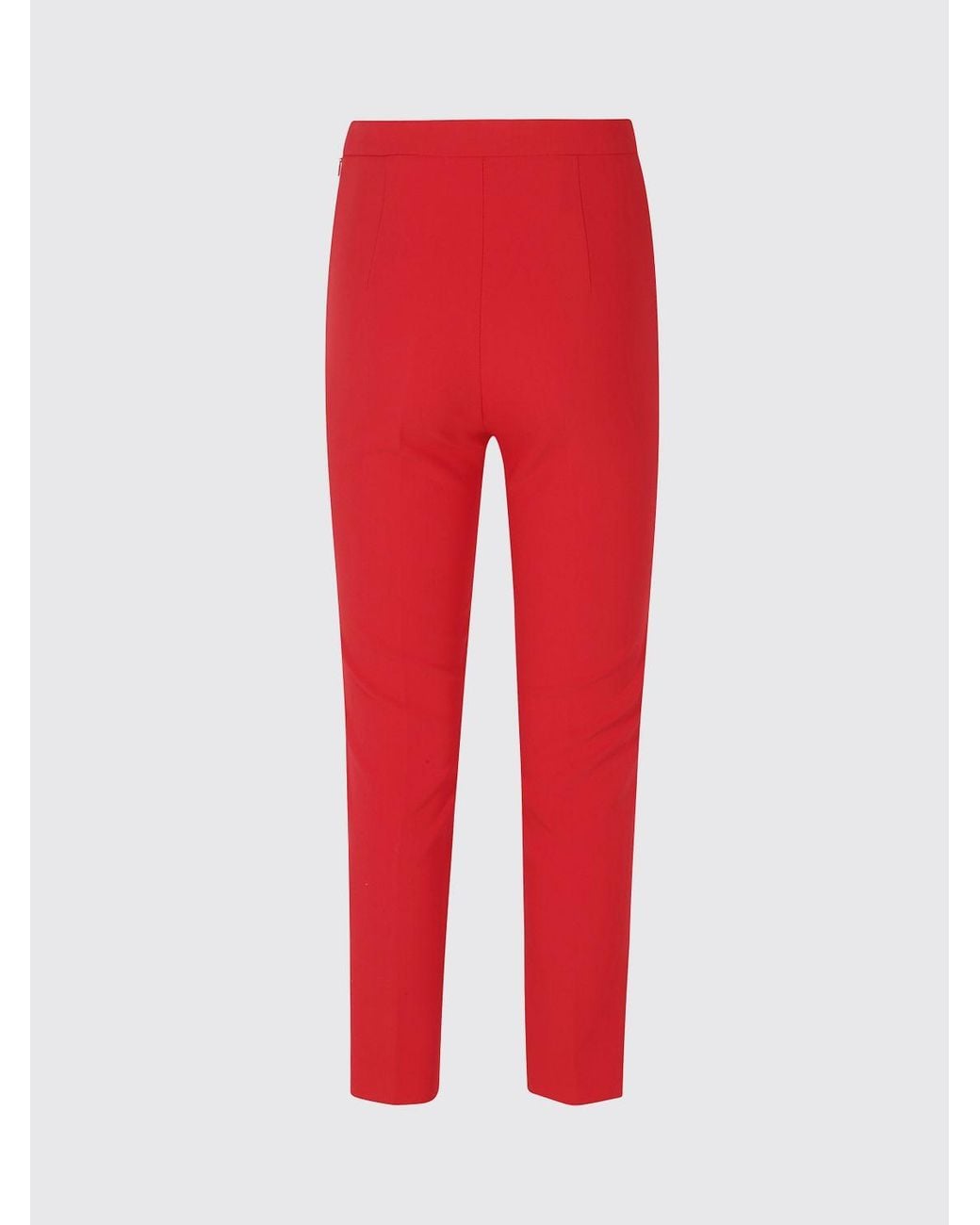 Elisabetta Franchi Red High-Waisted Skinny Crêpe Trousers With Flap Pockets