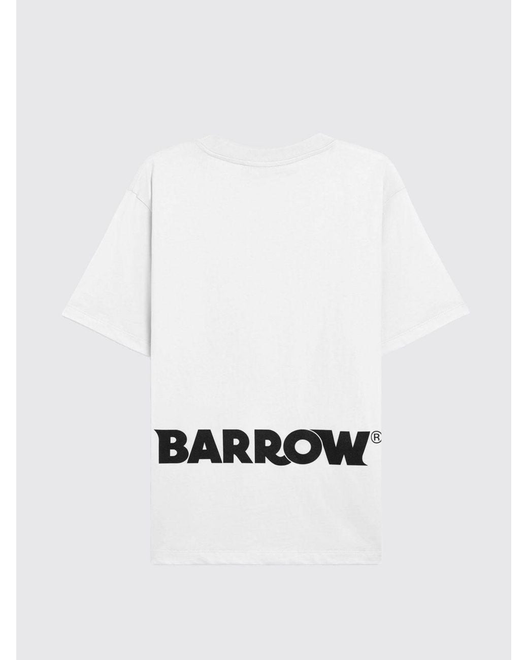 Barrow White Contrast Logo Cotton T-Shirt With Crew Neck for men