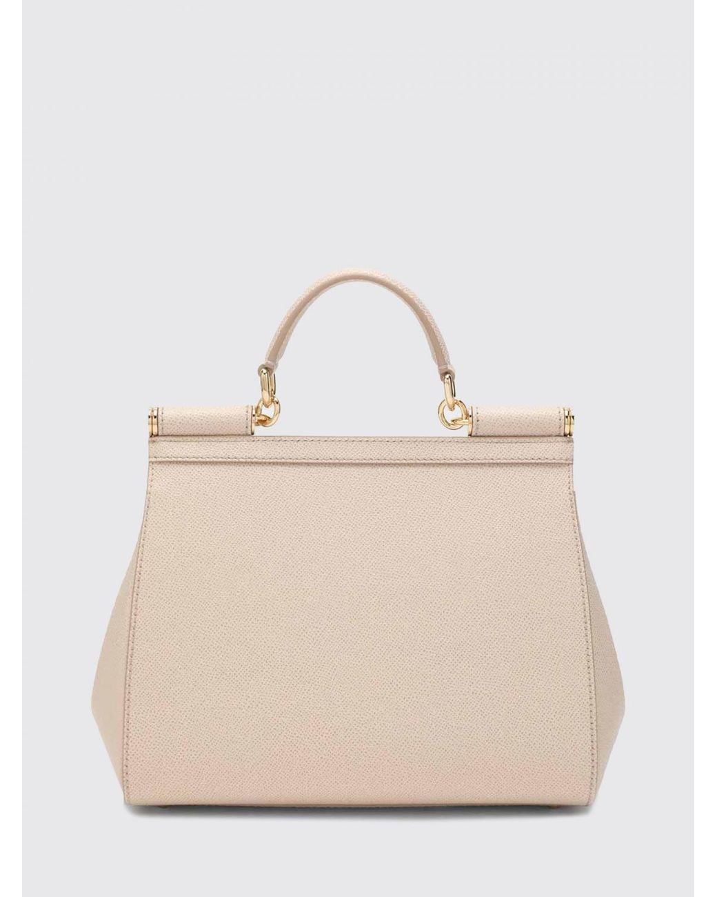 Dolce & Gabbana Natural Dolce &Amp Gabbana Sicily Grained Calfskin Leather Handbag With Shoulder Strap