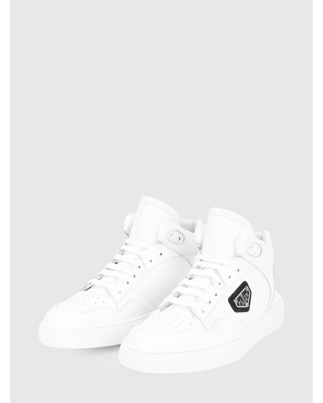 Philipp Plein White High-Top Lace-Up Sneakers for men