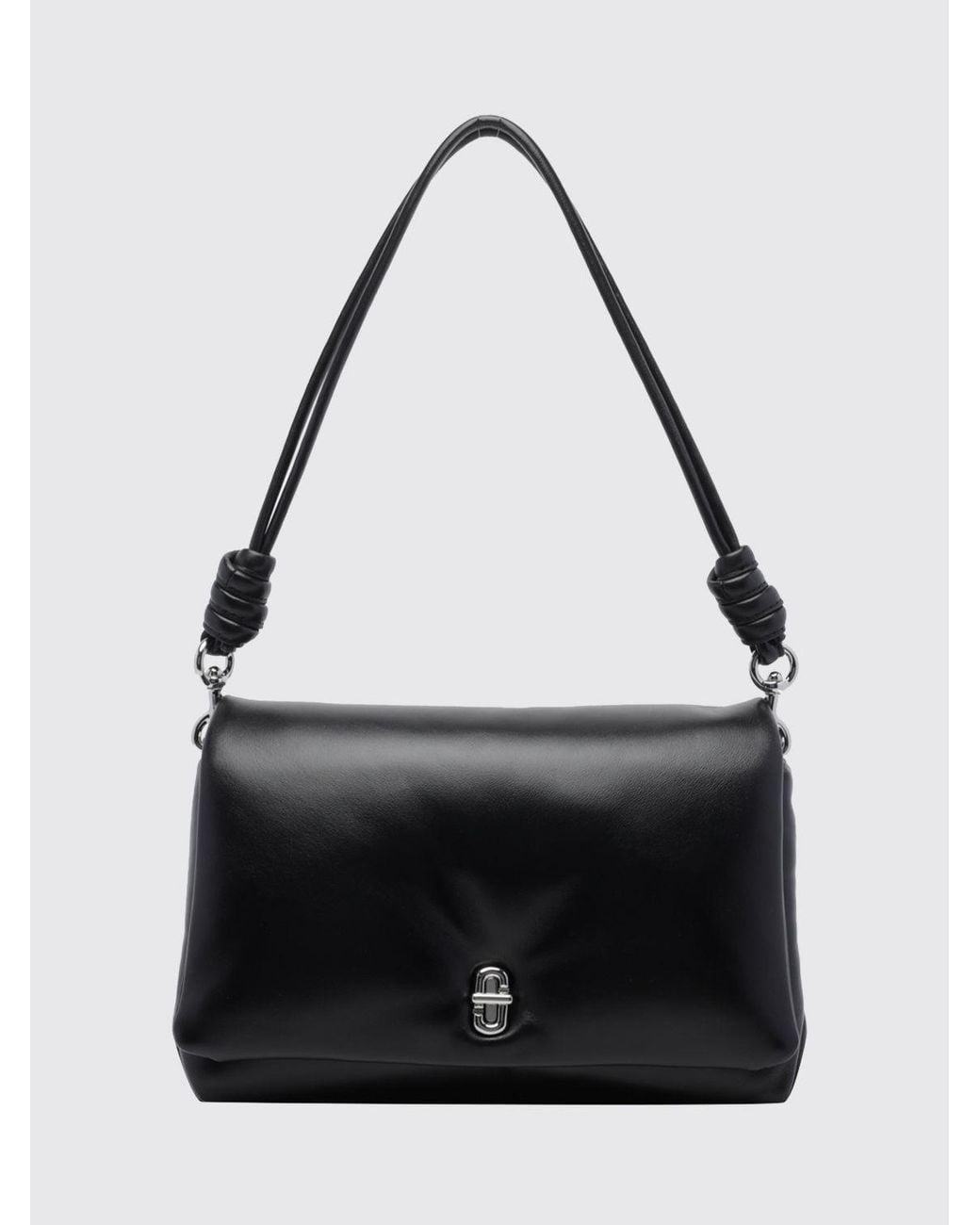 Marc Jacobs Black The Dual Puffy Leather Shoulder Bag With A Knotted Handle