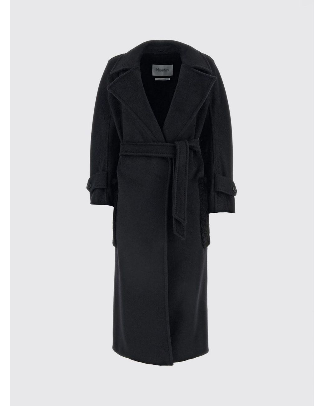 Max Mara Black Long Belted Robe Coat