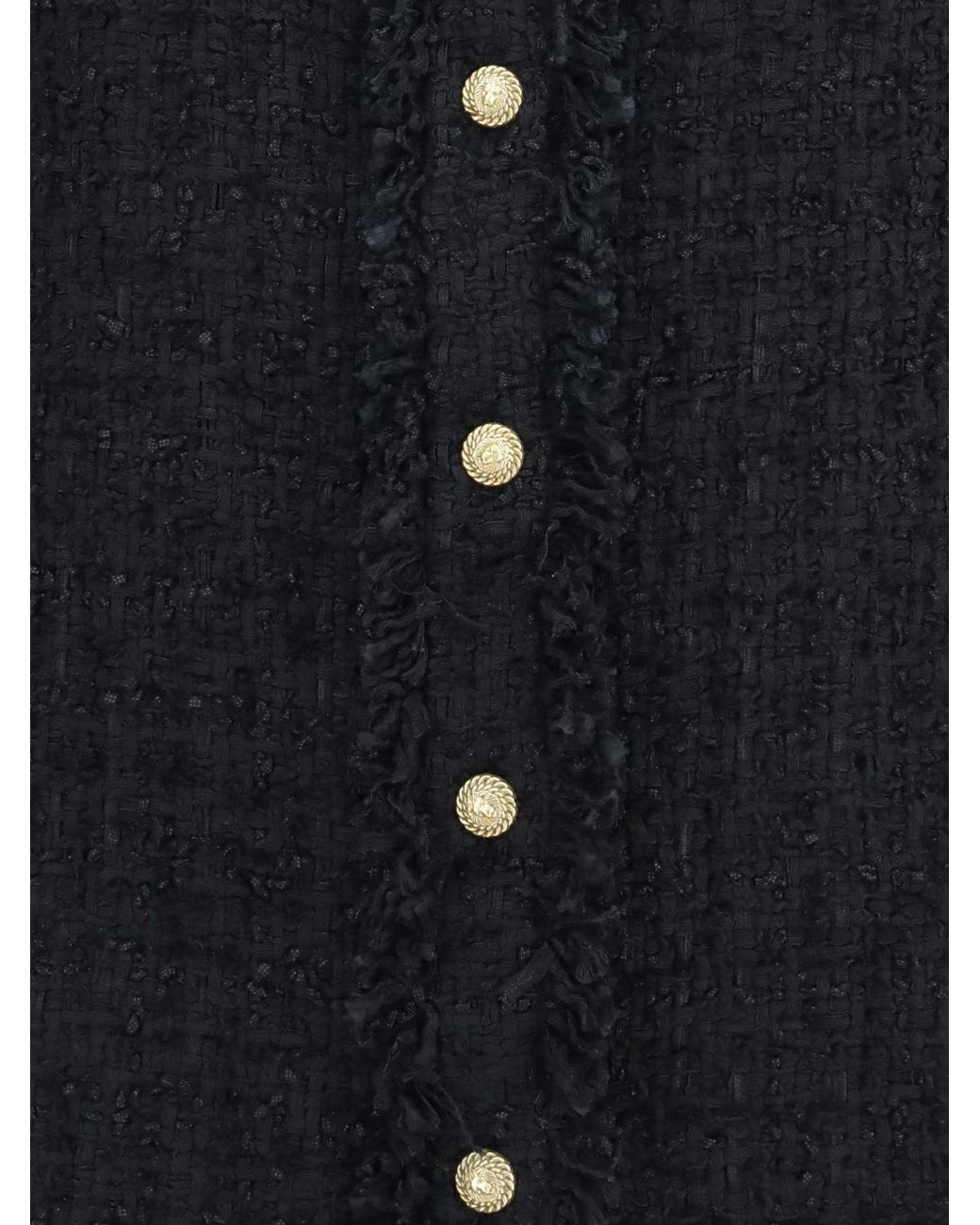 Balmain Blue Slim Fit Cotton Tweed Shirt Jacket With Frayed Hem
