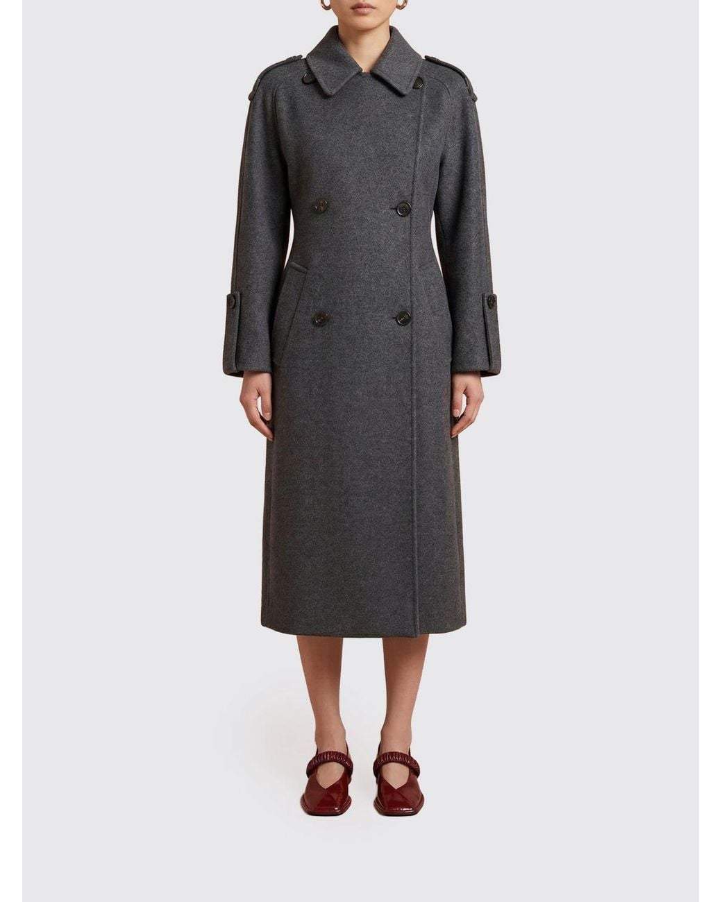 Abrigo Cruzado De Lana Virgen Max Mara de color Black