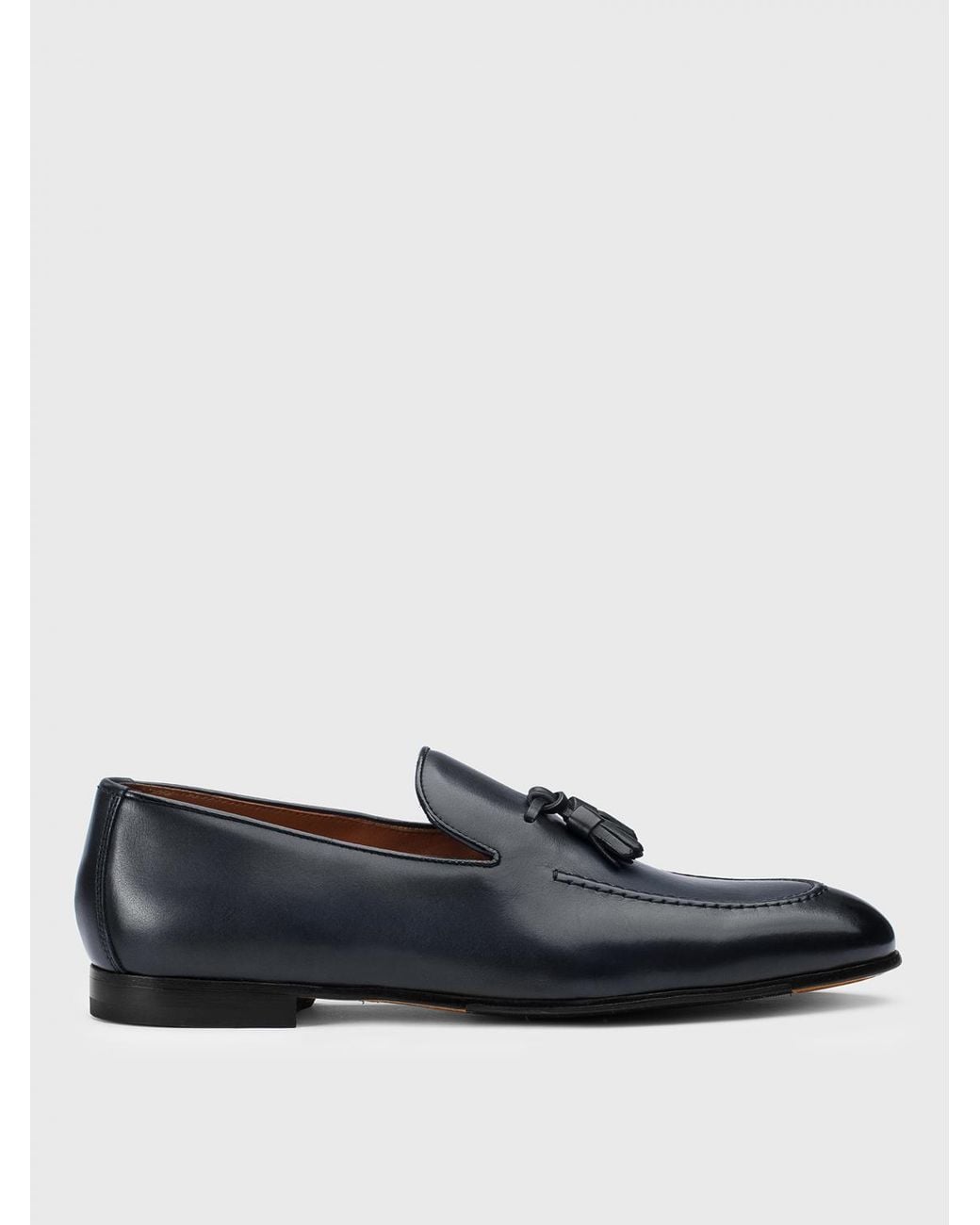 Doucal's Blue Leather Loafers With Tassels for men