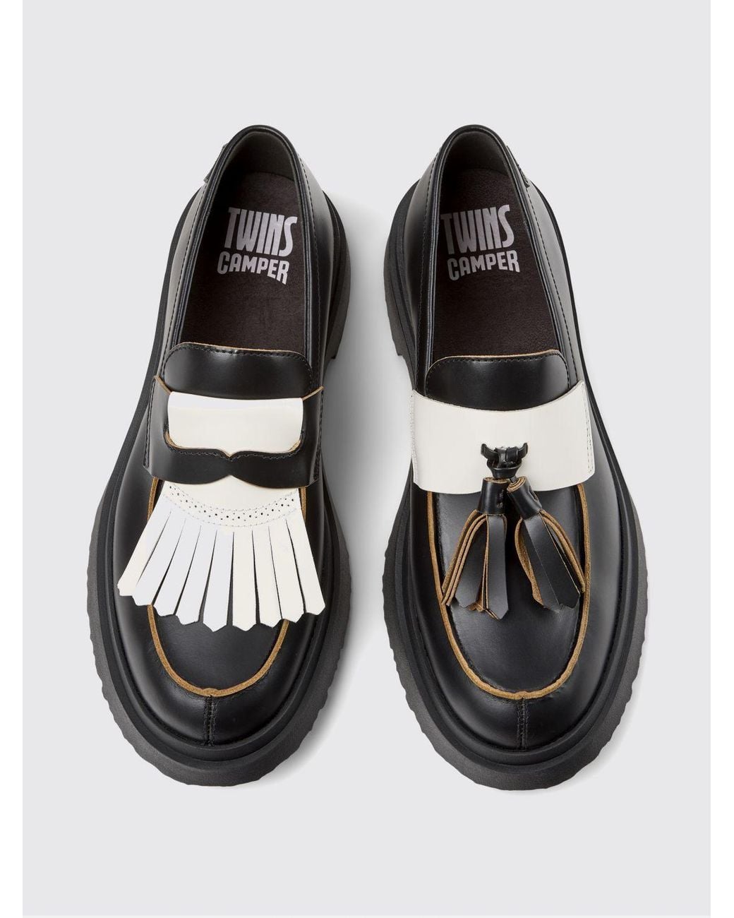 Camper White Twins Leather Loafer With Fringes for men