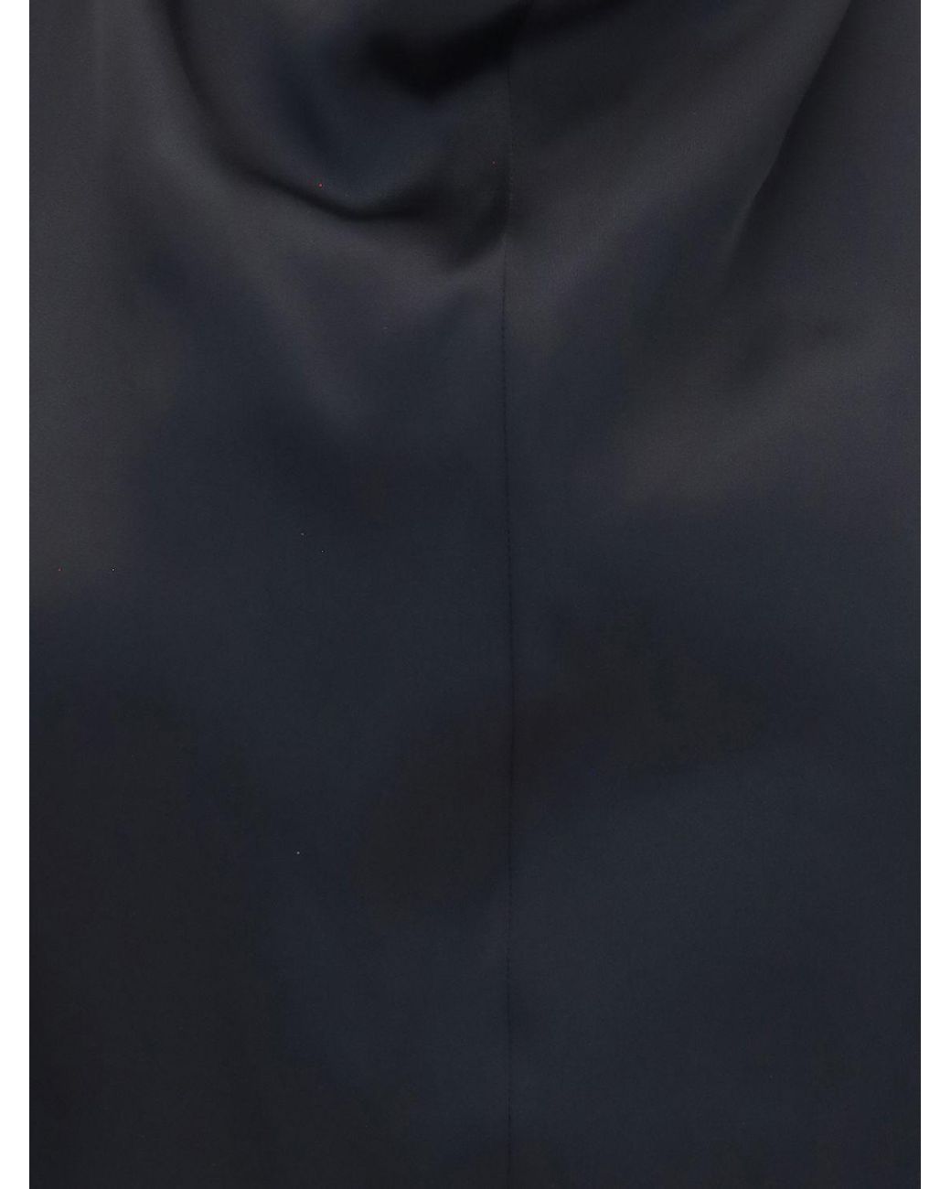 Khaite Blue Sleeveless Draped Satin Turtleneck Top
