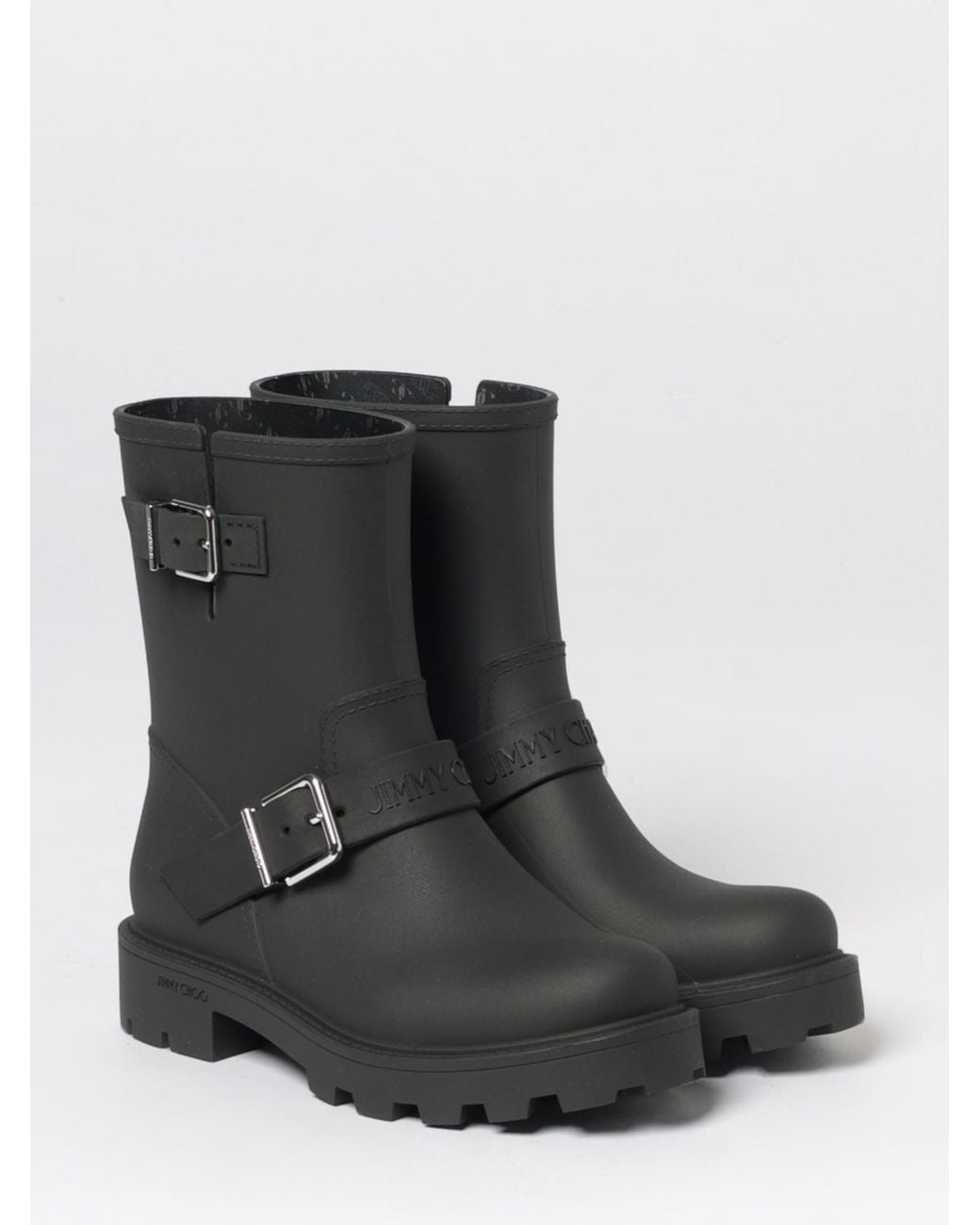 Jimmy Choo Black Rubber Biker Ankle Boot