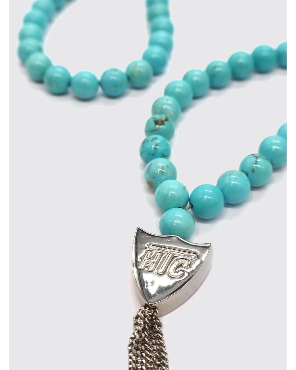 HTC White Metal Necklace With Colourful Stones And Crystals for men