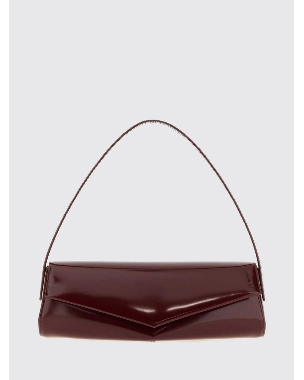 Jil Sander Red Kante Brushed Calfskin Shoulder Bag With Flat Handle