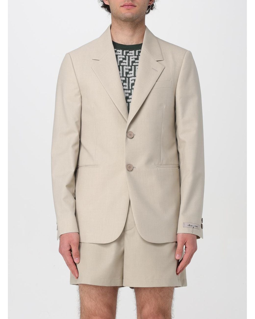 Blazer en laine à poitrine unique Fendi pour homme en coloris Natural