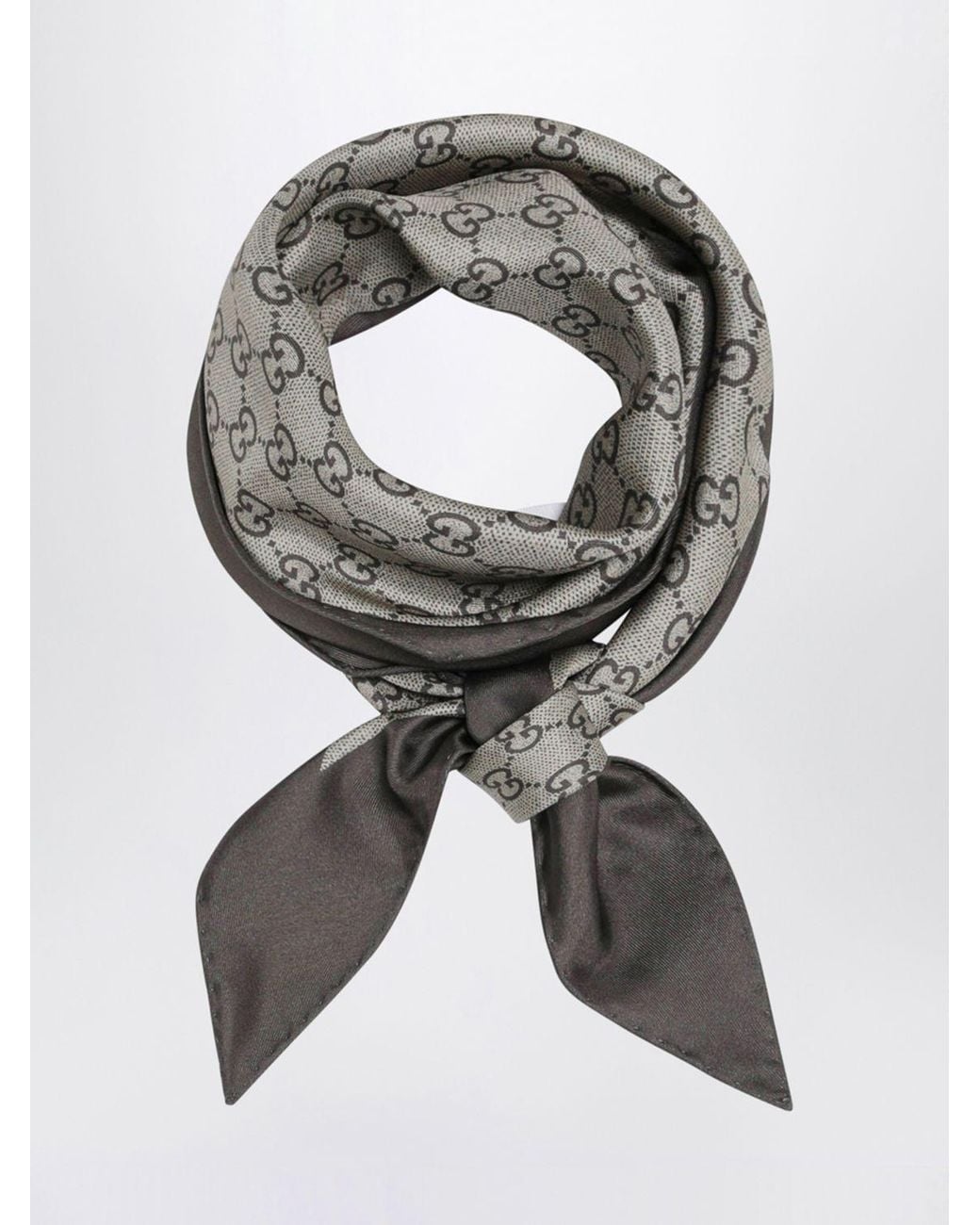 Pañuelo De Seda Con Monograma Gg Estampado Gucci de hombre de color Gray