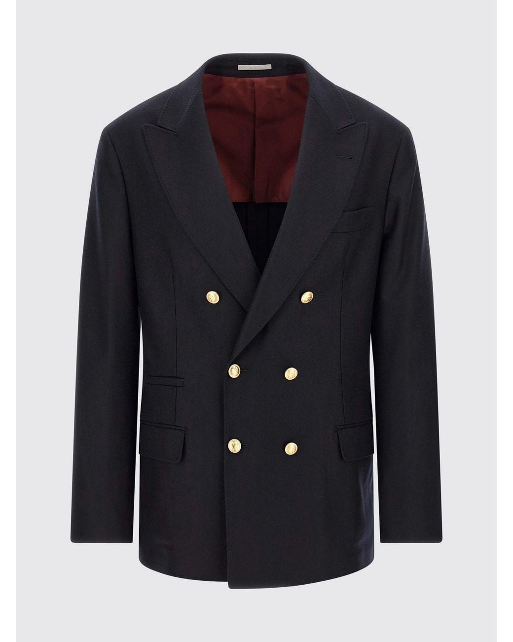 Brunello Cucinelli Blue Slim Fit Double-Breasted Blazer for men