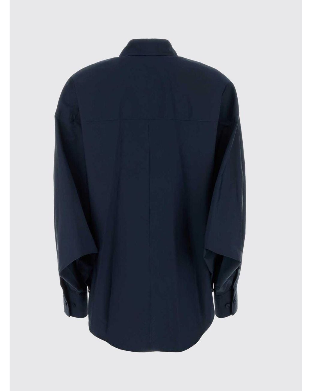 Loewe Blue Slim Fit Cotton Shirt With French Collar And Concealed Placket