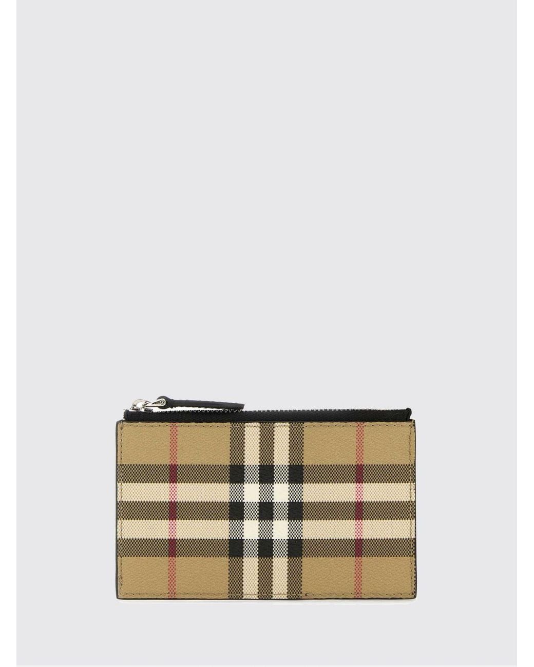 Burberry Natural Vintage Check Leather And Coated Cotton Card Holder for men