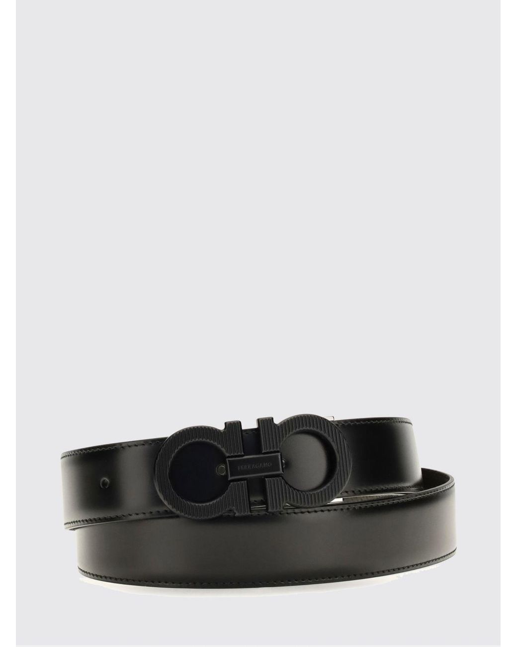 Ferragamo Black Gancini Reversible Leather Belt With Logo Buckle for men