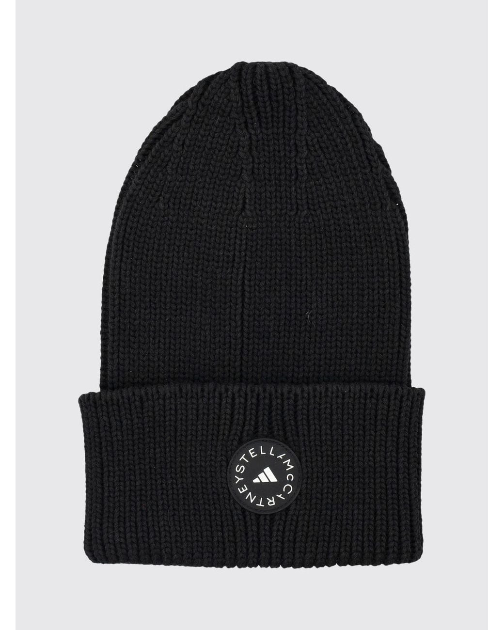 Adidas By Stella McCartney Black Recycled Cotton-Blend Logo Beanie