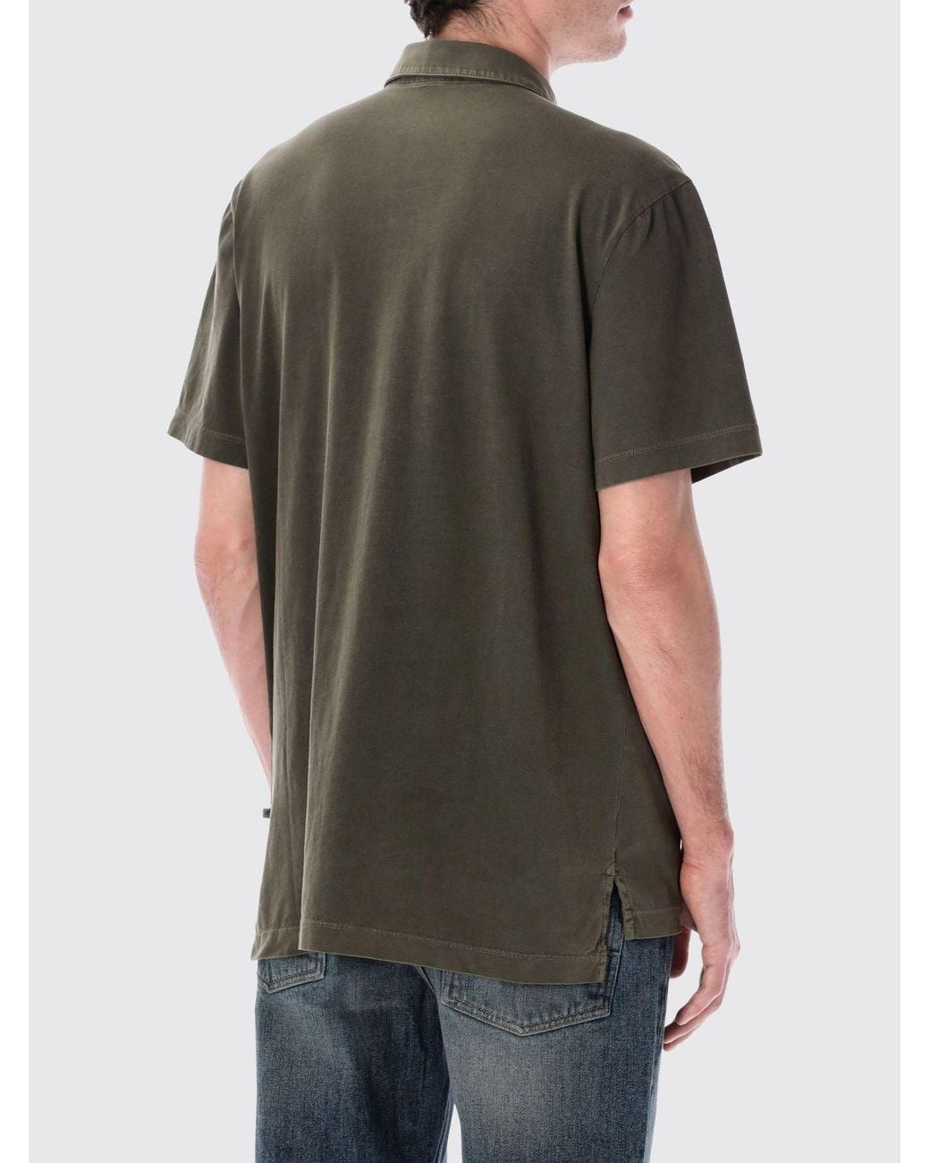 James Perse Gray Short-Sleeved Supima Cotton Polo With 3-Button Placket for men