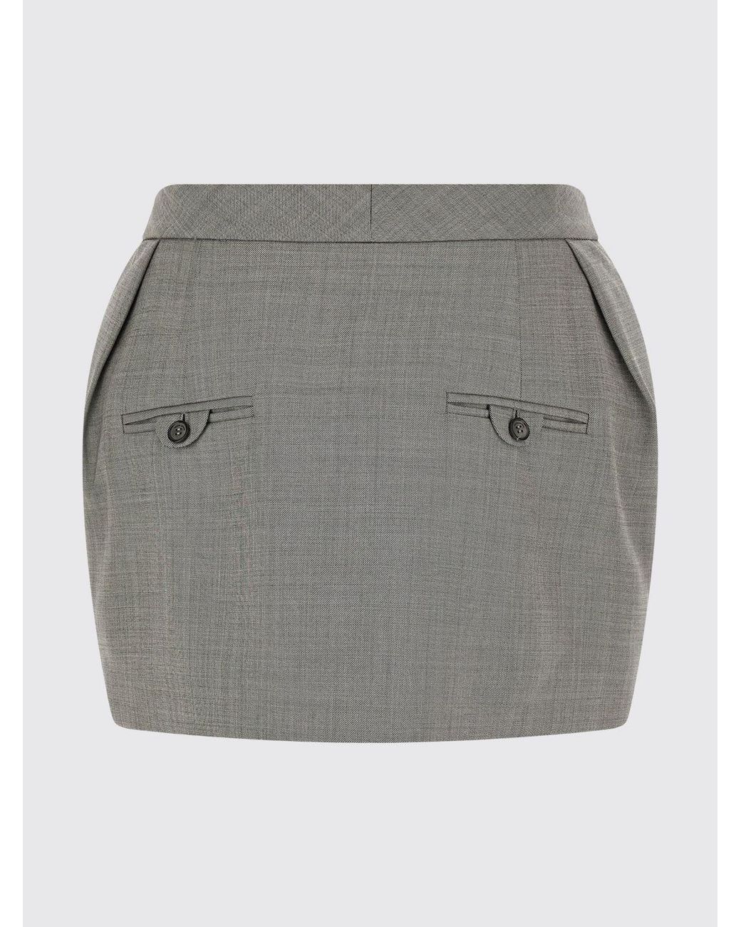 Magda Butrym Gray Stretch Wool Slim Fit Pencil Mini Skirt
