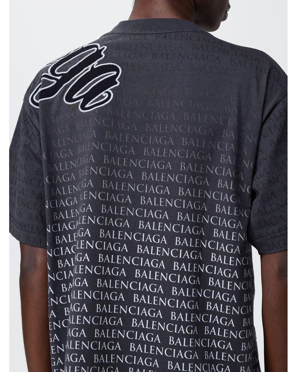 Balenciaga Blue Cotton T-Shirts With Logo