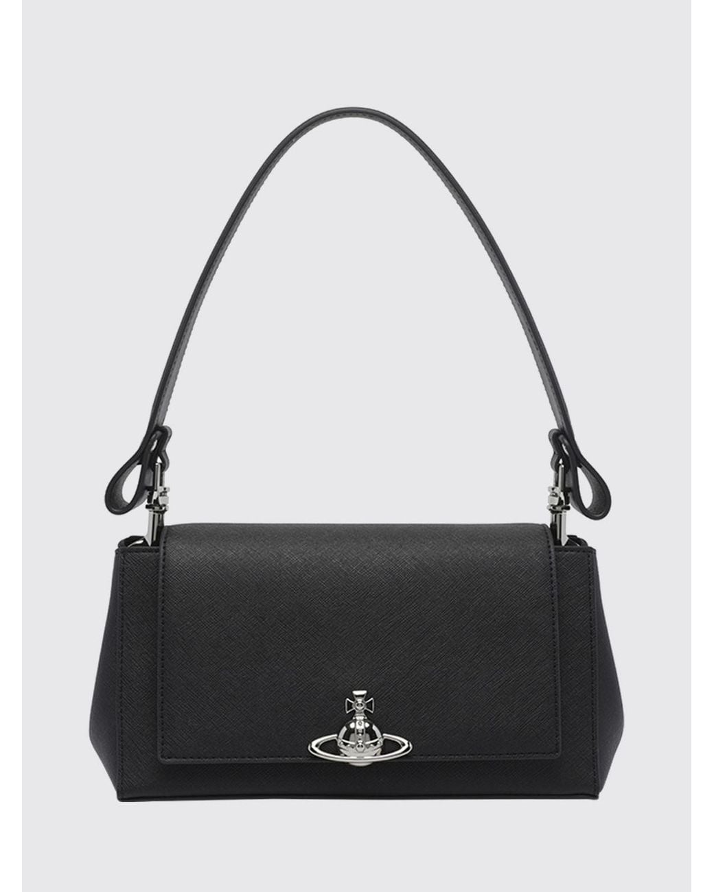 Vivienne Westwood Black Saffiano Synthetic Leather Shoulder Bag With Orb Logo