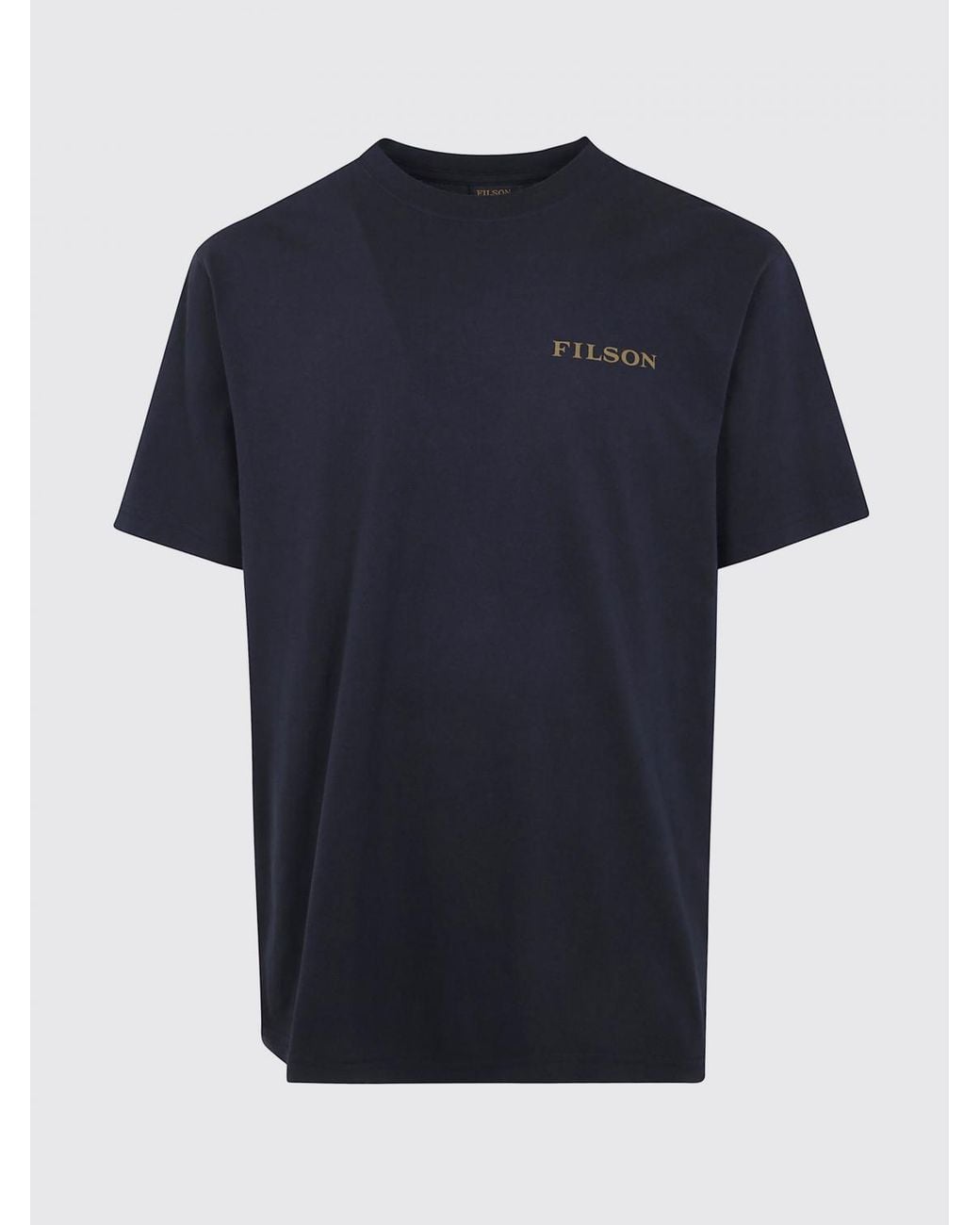 Filson Blue Crewneck Cotton T-Shirt With Front Contrast Logo for men